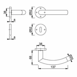Ensemble Sur Rosace Avec Clé En L - Trondheim Hoppe - Porte 35-45 Mm
