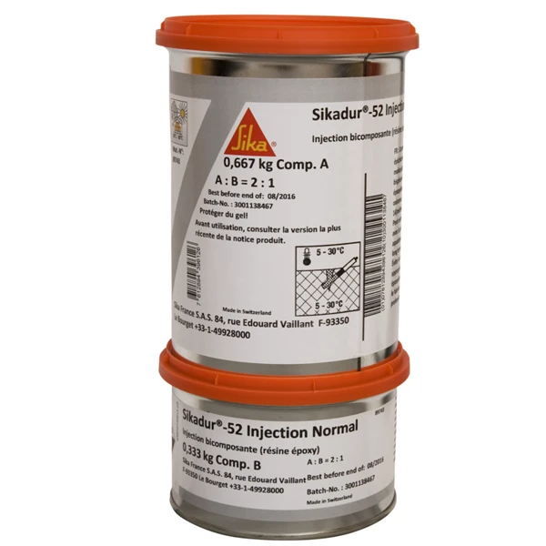 Résine Bi-composants époxydique - Sikadur 52 Injection - Kit De 1kg 1 Résine Bi-composants époxydique - Sikadur 52 Injection - Kit De 1kg