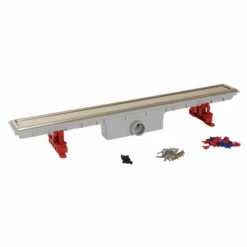 Caniveau De Douche Docia Pour Grille 50 Mm Avec Grille Réversible Inox - ø Femelle 40 Mm - 95 X 790 Mm