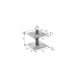 Pied De Poteau Réglable De 40 à 180 Mm Platine 80 X 80 Mm