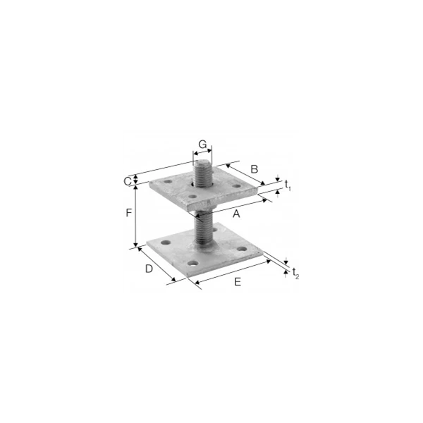 Pied De Poteau Réglable De 40 à 180 Mm Platine 80 X 80 Mm 1 Pied De Poteau Réglable De 40 à 180 Mm Platine 80 X 80 Mm