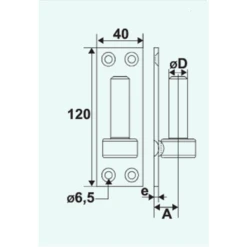 Gond Sur Plaque 40 X 120 Mm Diamètre 12 Mm Avec Trous Fraisés Noir Torbel 6120124 -Construire Un Magasin D'outils 6120124 1