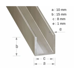 Profilé U En Acier Inoxydable 15 X 10 X 15 Mm Longueur 2 Mètres CQFD 2022-5610
