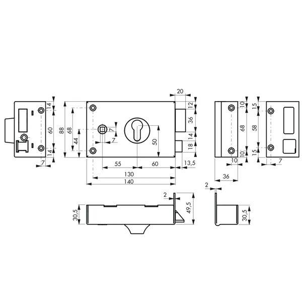 Serrure En Applique Horizontale à Fouillot Thirard Droit 2 Serrure En Applique Horizontale à Fouillot Thirard Droit – Image 2