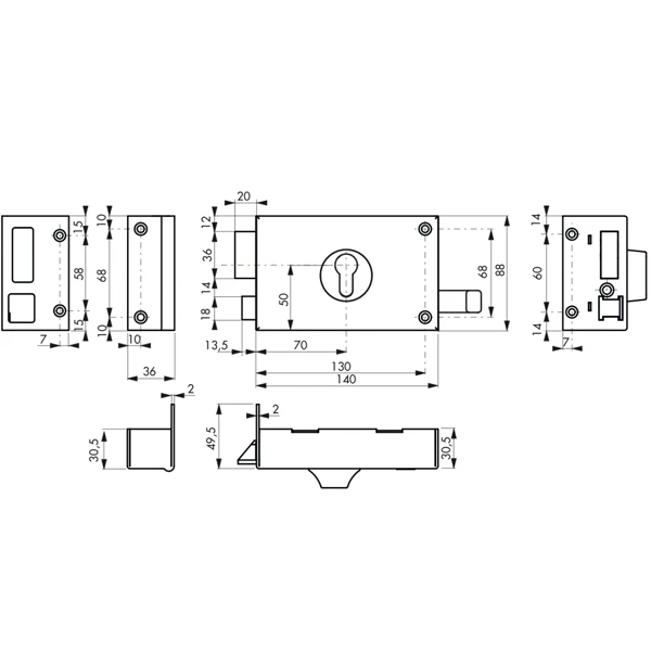Serrure En Applique Horizontale à Tirage Pour Cylindre Thirard Gauche 2 Serrure En Applique Horizontale à Tirage Pour Cylindre Thirard Gauche – Image 2