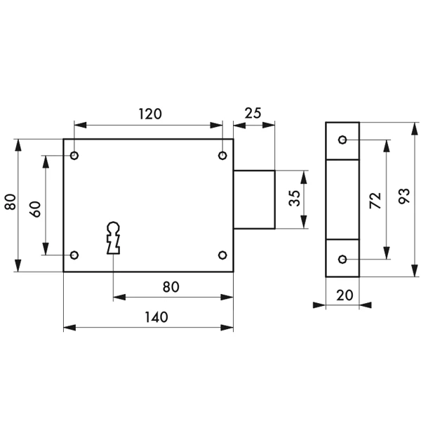 Serrure En Applique Thirard - Droit - Noire - 2 Clés - 140 X 80 Mm 2 Serrure En Applique Thirard - Droit - Noire - 2 Clés - 140 X 80 Mm – Image 2