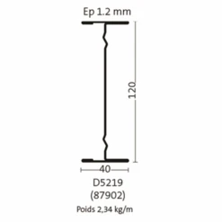 Profil En I Longue Portée En Acier Galvanisé - 120 MMx40 MM L.6,5 M