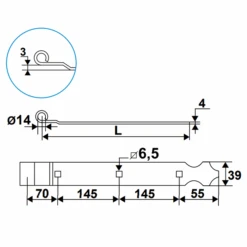 Penture Feston Cambrée Et Percée Torbel Noire Gond 14 Mm Longueur 415 Mm