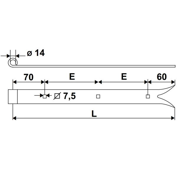 Penture Queue De Carpe Percée Acier Noir 35 X 5 Mm Gond 14 Mm 400 Mm 2 Penture Queue De Carpe Percée Acier Noir 35 X 5 Mm Gond 14 Mm 400 Mm – Image 2