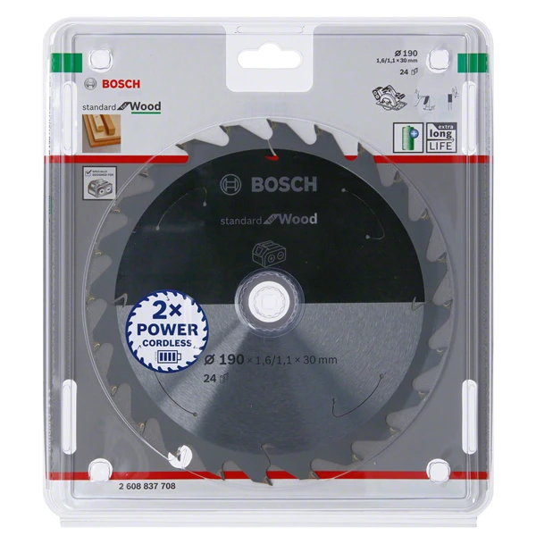 Lame Scie Circulaire Bois Standard Wood Bosch Ø190mm 30x1,6mm 24 Dents 4 Lame Scie Circulaire Bois Standard Wood Bosch Ø190mm 30x1,6mm 24 Dents – Image 4
