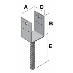 Pied De Poteau En U à Sceller Simpson Strong-Tie PPD120/90G -Construire Un Magasin D'outils cote