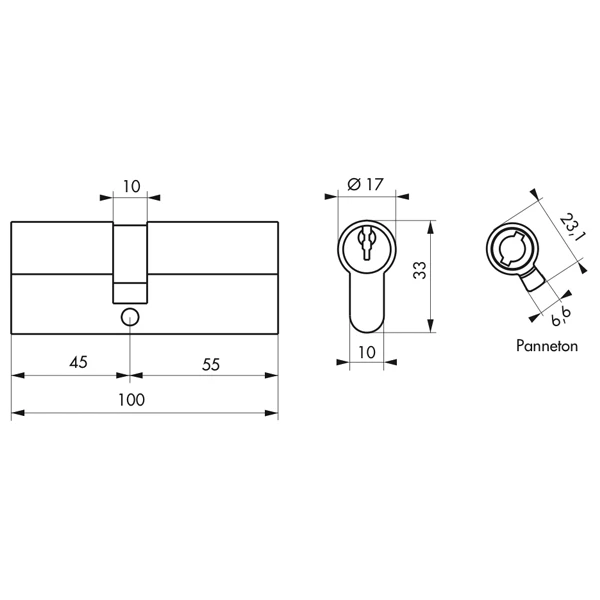 Cylindre De Sûreté - Laiton Nickelé - 45 X 55 Mm 2 Cylindre De Sûreté - Laiton Nickelé - 45 X 55 Mm – Image 2