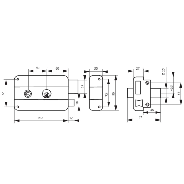 Serrure En Applique Thirard - Droite - Noire - 3 Clés - Axe 120 Mm 2 Serrure En Applique Thirard - Droite - Noire - 3 Clés - Axe 120 Mm – Image 2