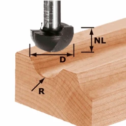 Fraise à Gorge Creuse Festool HW S8 R6,35 - Queue Ø 8 Mm - Rayon 6,35 Mm