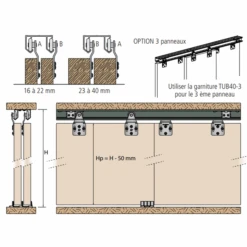 Garniture De Porte Coulissante De Placard Mantion Tubel TUB40-2
