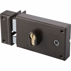 Serrure En Applique Horizontale Profil Européen à Fouillot Marron Gauche