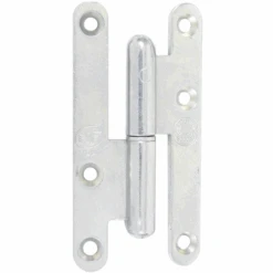 Paumelle Droite Bouts Ronds Sens Gauche Acier Zingué Blanc 110 X 70 Mm
