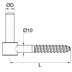 Gond à Vis Bois Torbel En Acier Zingué Noir Diamètre 16 Mm X 84 Mm