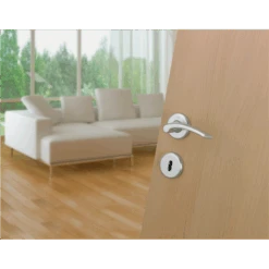 Ensemble Rosace Clé L Ibiza Hoppe Alu Chromé Porte De 31-42 Mm Carré 7mm