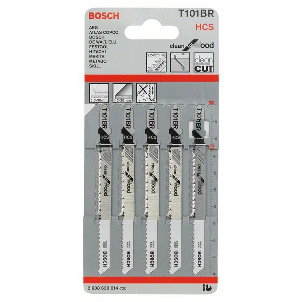 Jeu De 5 Lames De Scie Sauteuse Pour Bois T 101 BR : Bosch 2608630014 2 Jeu De 5 Lames De Scie Sauteuse Pour Bois T 101 BR : Bosch 2608630014 – Image 2