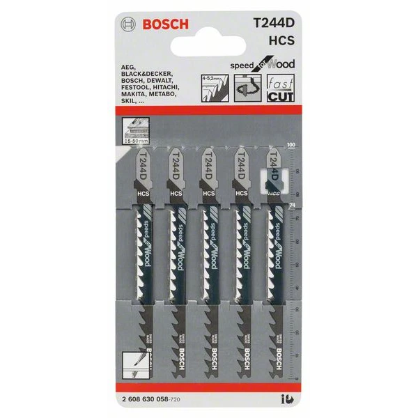 Lame Scie Sauteuse Pour Bois T 244 D Jeu De 5 Lames : Bosch 2608630058 2 Lame Scie Sauteuse Pour Bois T 244 D Jeu De 5 Lames : Bosch 2608630058 – Image 2