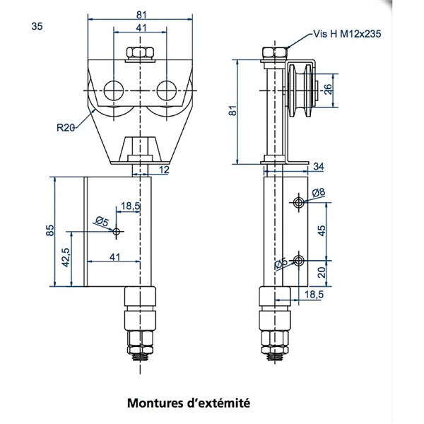 Monture D’extrémité BOB50E Mantion 3660720000192 - Lot De 2 1 Monture D’extrémité BOB50E Mantion 3660720000192 - Lot De 2