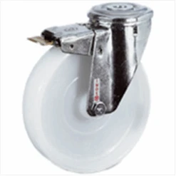 Roue Polyamide Blanche Chape Inox Frein Ø125 Mm PRODIF-SOMEC 004653