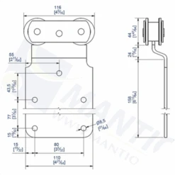 Monture Sur Plat Avec 2 Galets En Delrin Pour Rail 50x40 Mm Mantion 0251D - Lot De 2