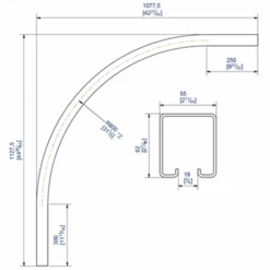 Courbe De Rail Mantion 6255C En Acier Galvanisé - Rayon 800 Mm - Panneau 900 Mm Max - Force 120 Kg