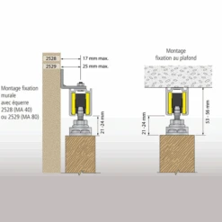 Ensemble Fixation Porte Coulissante Droite 80 Kg MA80A300 Rail 3M -Construire Un Magasin D'outils montage fixation