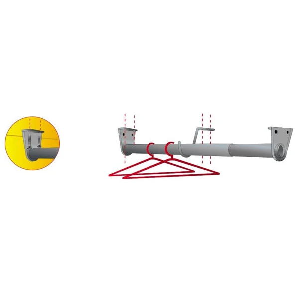 Mottez Barre Penderie Réglable 68-120 Cm Avec 1 Crochet Central 3 Mottez Barre Penderie Réglable 68-120 Cm Avec 1 Crochet Central – Image 3