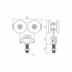 Monture Fixation Sur Chant 4 Galets Bandages Nylon Vis M16 Pour Rail 85x70 : Mantion 2285 - Lot De 2