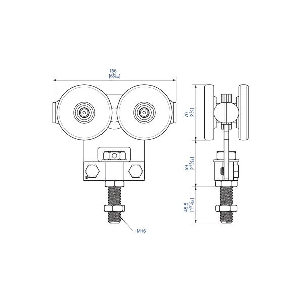 Monture Fixation Sur Chant 4 Galets Bandages Nylon Vis M16 Pour Rail 85x70 : Mantion 2285 - Lot De 2 1 Monture Fixation Sur Chant 4 Galets Bandages Nylon Vis M16 Pour Rail 85x70 : Mantion 2285 - Lot De 2