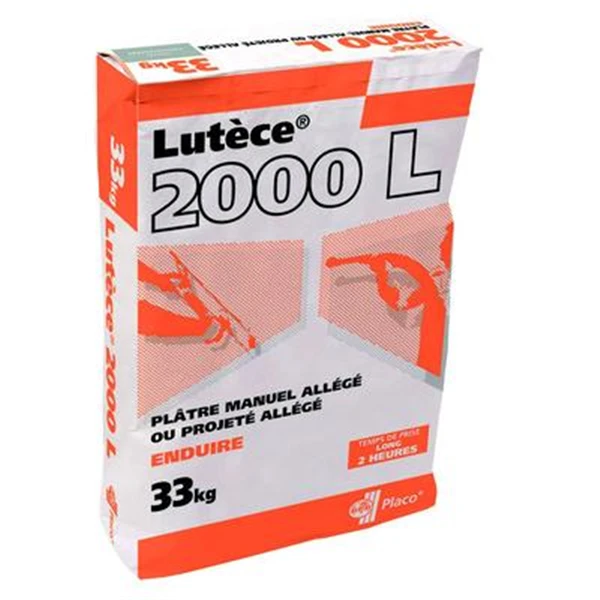 Plâtre Allégé Pour Enduisage Des Murs Et Plafonds - Lutèce 2000 L - Prise Longue - Sac De 33 Kg 1 Plâtre Allégé Pour Enduisage Des Murs Et Plafonds - Lutèce 2000 L - Prise Longue - Sac De 33 Kg