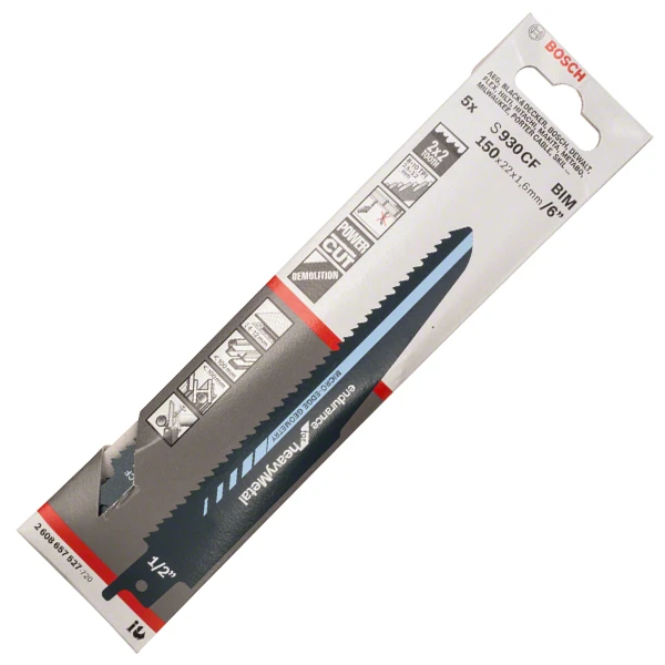 Lame Scie Sabre Métal Bosch S930CF Endurance Metal 150x22x1,6mm Lotx5 2 Lame Scie Sabre Métal Bosch S930CF Endurance Metal 150x22x1,6mm Lotx5 – Image 2
