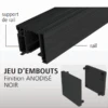 Ensemble SAF SLIM Pour Porte Coulissante De 83 Cm Capacité 80 Kg Noir