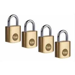 Cadenas Standard Laiton 20 Mm - Yale - Anse Acier - Lot De 4 Cadenas S'entrouvrant - 4 Clés