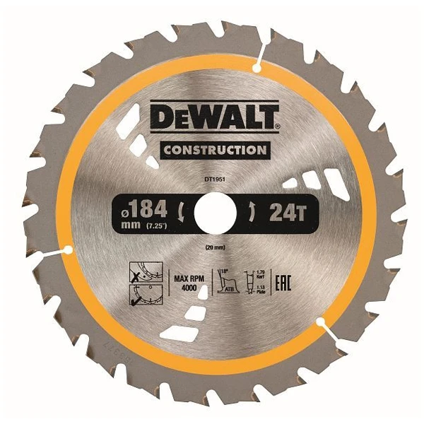 Lame De Scie Circulaire Dewalt DT1951-QZ 184x20 Mm 1 Lame De Scie Circulaire Dewalt DT1951-QZ 184x20 Mm