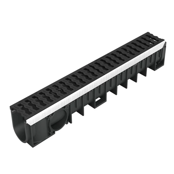 Caniveau De Voierie Avec Grille En Fonte C250 Kenadrain Nicoll - Polypropylène Noir - Longueur 1 M 1 Caniveau De Voierie Avec Grille En Fonte C250 Kenadrain Nicoll - Polypropylène Noir - Longueur 1 M