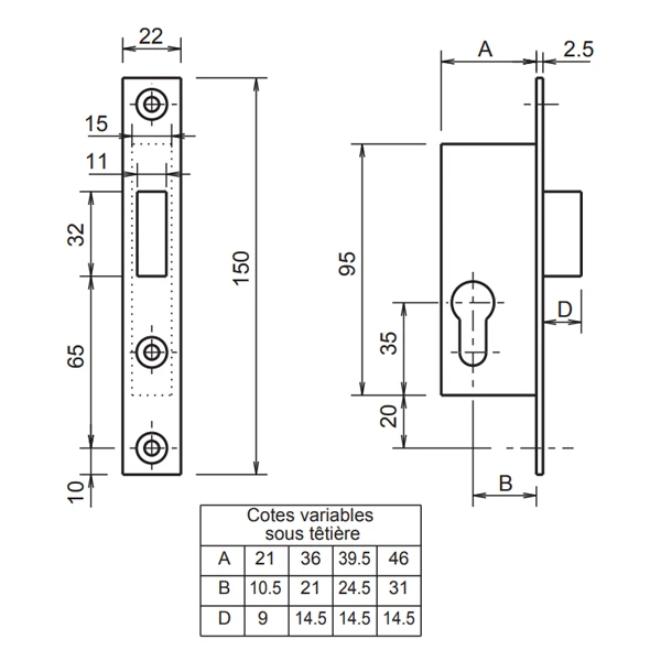 Serrure à Encastrer 1 Point Pêne Dormant Seul - Metalux 14 - Coffre 46 X 95 Mm - Axe 31 Mm 2 Serrure à Encastrer 1 Point Pêne Dormant Seul - Metalux 14 - Coffre 46 X 95 Mm - Axe 31 Mm – Image 2