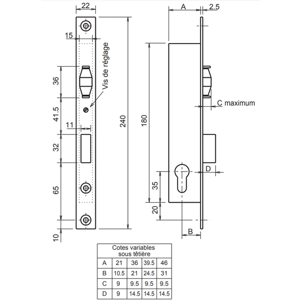 Serrure à Encastrer 1 Point Pêne Dormant Et Rouleau - Metalux 8 - Coffre 46 X 180 Mm - Axe 31 Mm 2 Serrure à Encastrer 1 Point Pêne Dormant Et Rouleau - Metalux 8 - Coffre 46 X 180 Mm - Axe 31 Mm – Image 2