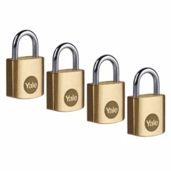 Cadenas Standard Laiton 40 Mm - Yale - Anse Acier Cémenté - Lot De 4 Cadenas S'entrouvrant - 4 Clés