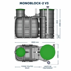 Fosse Toutes Eaux - Monoblock-2-4 V3 Biorock - Sortie Gravitaire - Capacité 4 E.H - 2000L -Construire Un Magasin D'outils sans titre 6