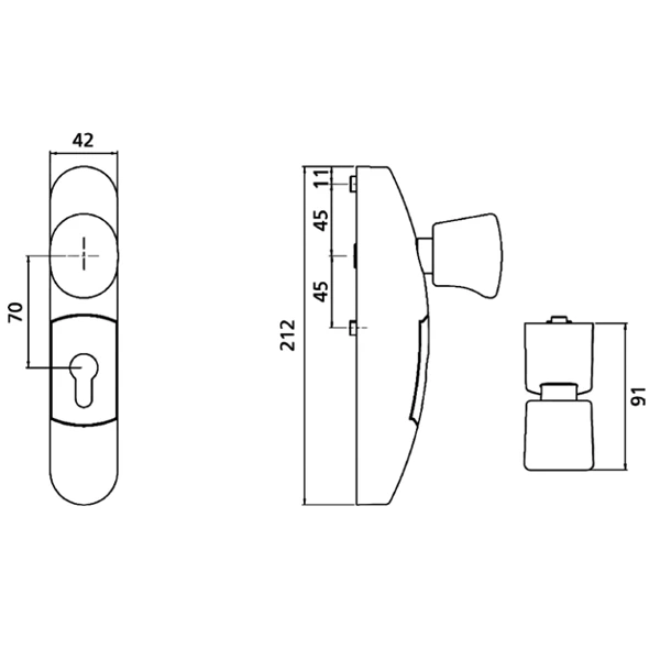 Béquille à Cylindre Pour Porte Extérieure Compatible Fermeture Anti-panique Fluid - Couleur Noir 2 Béquille à Cylindre Pour Porte Extérieure Compatible Fermeture Anti-panique Fluid - Couleur Noir – Image 2