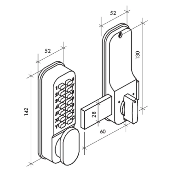 Verrou à Code Mécanique Avec Pêne Dormant En Applique - Réversible - Pour Porte épaisseur 32 à 55 Mm 2 Verrou à Code Mécanique Avec Pêne Dormant En Applique - Réversible - Pour Porte épaisseur 32 à 55 Mm – Image 2