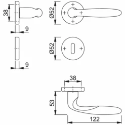 Ensemble Sur Rosace Clé En L Verona Hoppe En Laiton Poli 2811595 -Construire Un Magasin D'outils schema cote 2
