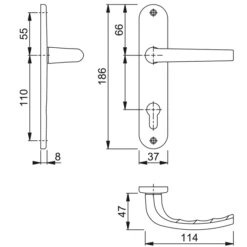 Poignée De Porte Clé En L SAN DIEGO Hoppe Alu Finition Blanc Pur 3538009 -Construire Un Magasin D'outils schema technique
