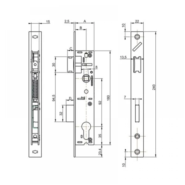 Serrure à Encastrer Pêne Dormant 1/2 Tour - Metalux 780 - Coffre 41 X 240 Mm - Axe 26 Mm 2 Serrure à Encastrer Pêne Dormant 1/2 Tour - Metalux 780 - Coffre 41 X 240 Mm - Axe 26 Mm – Image 2