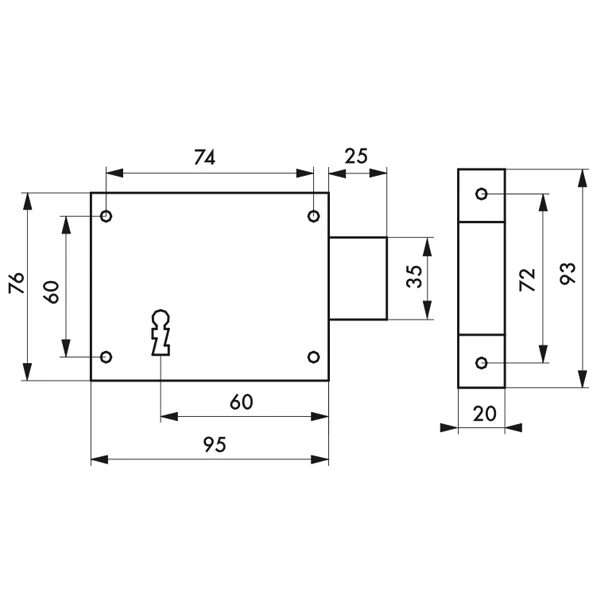 Serrure En Applique Thirard - Sens Droit - Noire - 2 Clés - 95 X 76 Mm 2 Serrure En Applique Thirard - Sens Droit - Noire - 2 Clés - 95 X 76 Mm – Image 2