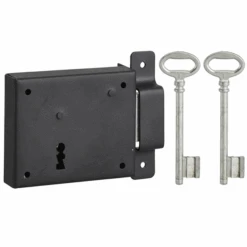 Serrure En Applique Thirard - Sens Droit - Noire - 2 Clés - 95 X 76 Mm